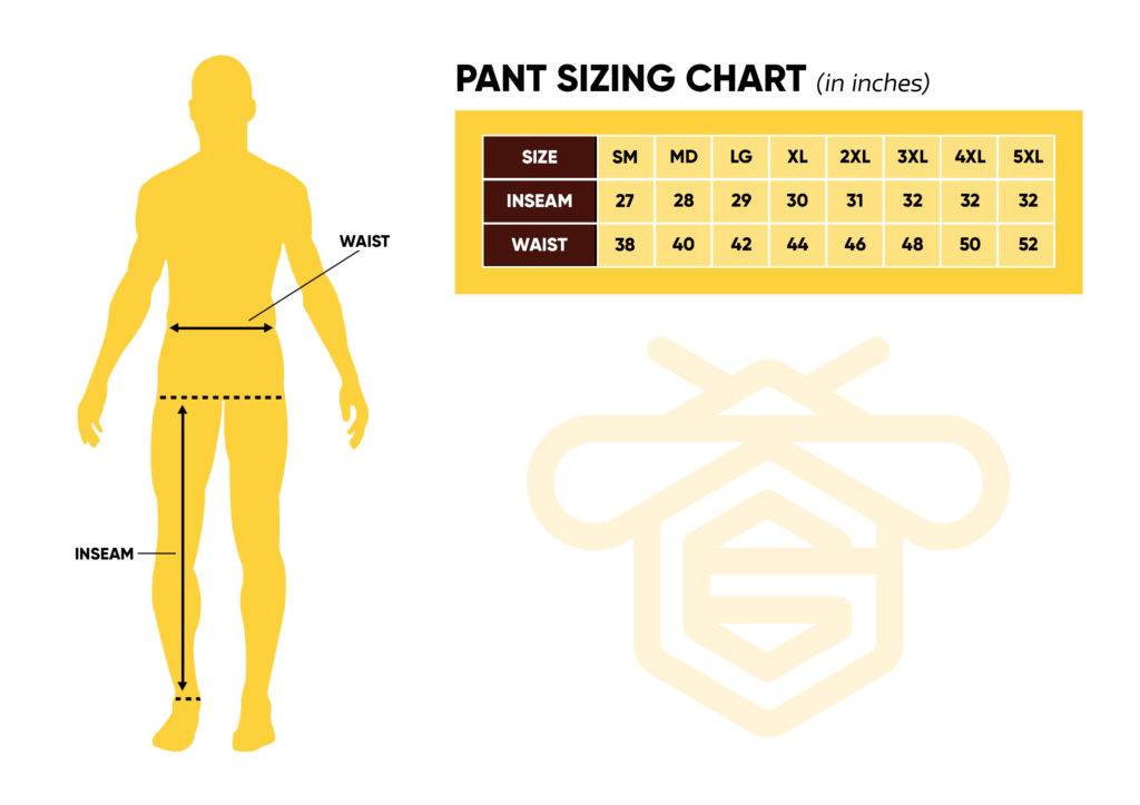 Guardian Bee Apparel | Pants Size Chart